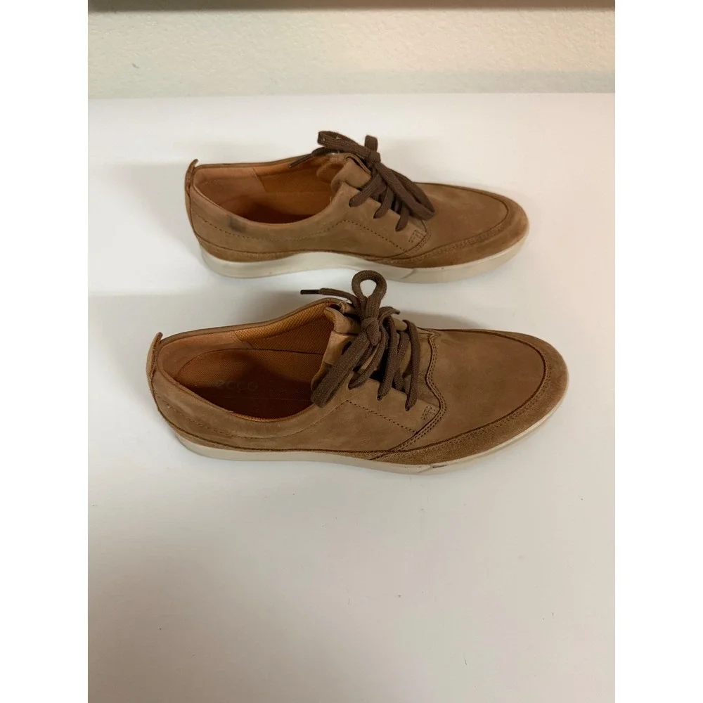 ECCO Soft 7 Mens Cognac Brown Leather Suede Low Top Sneakers 42 US 8